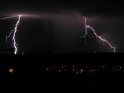 Lightning Over Mesa--Sept 13, 2004. Photo by Dave Bell.