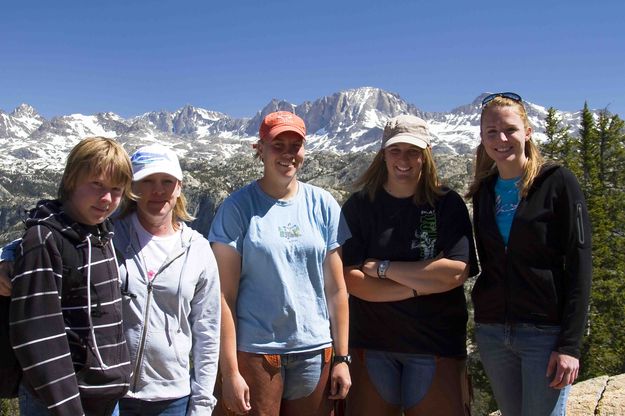 The Riders-Group Picture--L to R: Shaun Anderson, Melissa Anderson, Jen Adam, Sarah Pitchford, and Jamie Carrillo. Photo by Dave Bell.