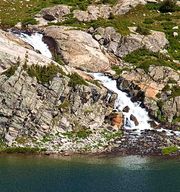 Inlet Falls Into Island Lake. Photo by Dave Bell.