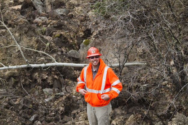 Engineer Ryan Steinbrenner Stands Next To Debris. Photo by Dave Bell.