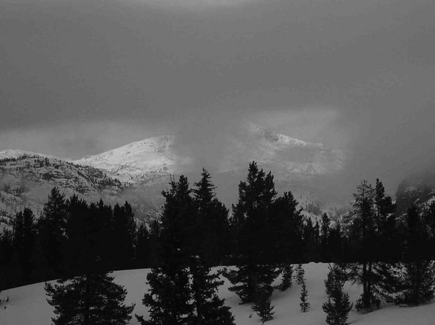 Mt. Glover In The Fog/Black-White Format. Photo by Dave Bell.