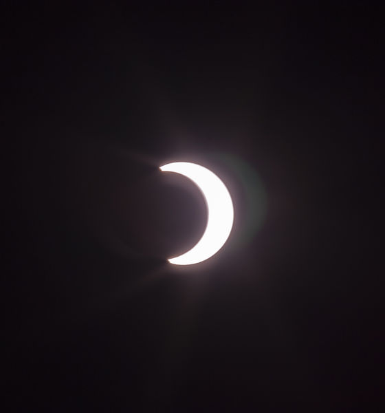 Eclipse At 36 Minutes After 7PM--Peak. Photo by Dave Bell.
