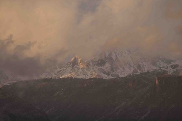 Last Light On Snowy Crags. Photo by Dave Bell.