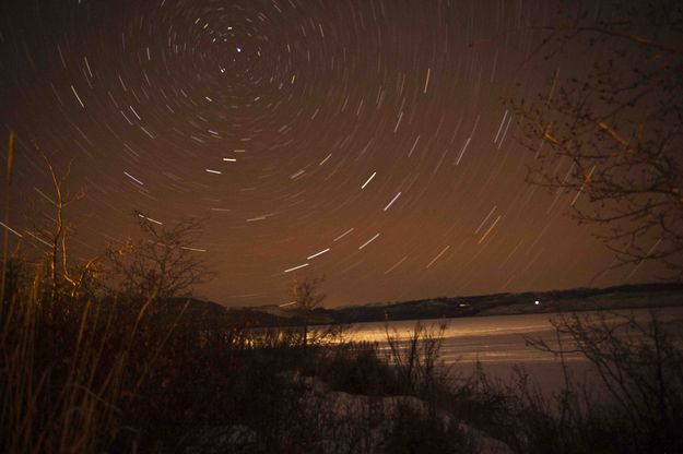 Night Light And Stars On Fremont Lake. Photo by Dave Bell.