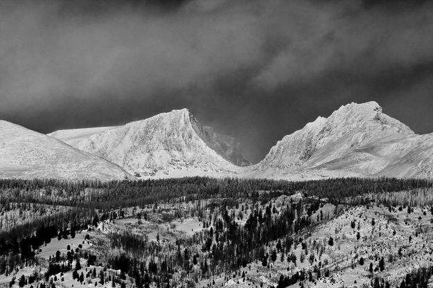 Angel Pass and Peak--Black and White. Photo by Dave Bell.
