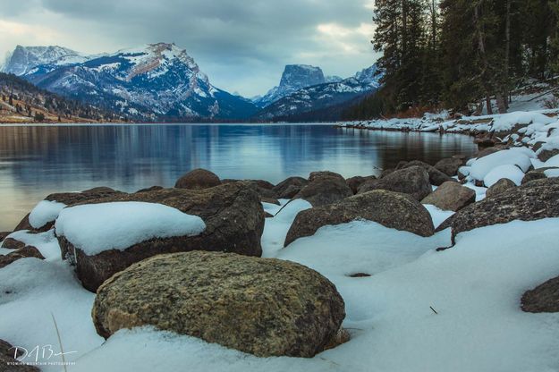 Snowy Rocky Beach. Photo by Dave Bell.