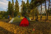 Camp Along The Flathead River--Bear Fence Up And Running. Photo by Dave Bell.
