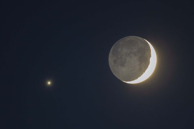 Venus And The Moon In A Celestrial Dance. Photo by Dave Bell.
