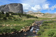 Baptiste Creek beneath Mount Hooker. Photo by Fred Pflughoft.