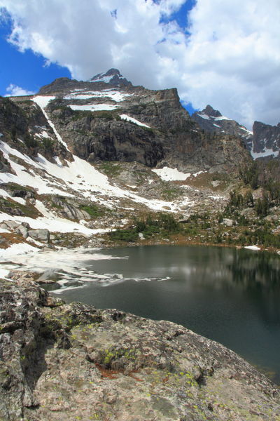 The Grand & Mount Owen Peaking above Amphitheater Lake. Photo by Fred Pflughoft.