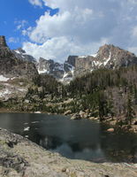 Teewinot Above Amphitheater Lake. Photo by Fred Pflughoft.