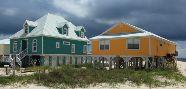 Beach Houses near Fort Morgan - Alabama. Photo by Fred Pflughoft.