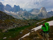 Climbing out of the Cirque. Photo by Fred Pflughoft.