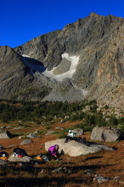 High camp near Pyramid Lk. . Photo by Fred Pflughoft.