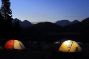 Twilight camp at Marms Lake. Photo by Fred Pflughoft.