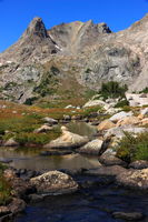 Tower Peak above the outlet of Pyramid Lake. Photo by Fred Pflughoft.