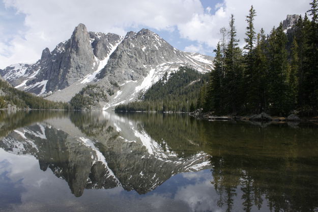 Slide Lake Reflection. Photo by Fred Pflughoft.