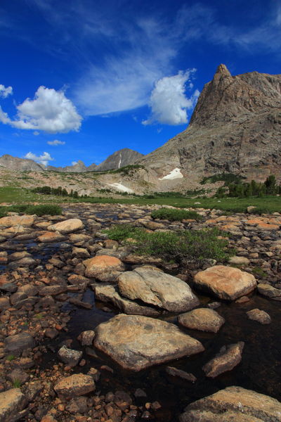 Musembeah Peak & Baptiste Creek. Photo by Fred Pflughoft.