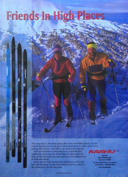 National ad for Karhu Backcountry Skis / circa 1989. Photo by Fred Pflughoft.