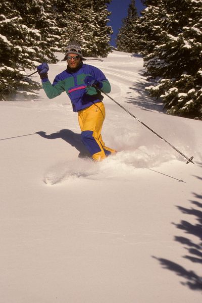 Fred enjoying another powder day / Central Oregon / circa 1990. Photo by Fred Pflughoft.