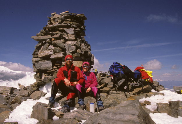 Summit of Wheeler Pk. / Great Basin Nat'l. Park / Highest summit in Nevada / circa 1988. Photo by Fred Pflughoft.