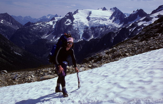 Fred heading towards Yang Yang Lks. / Ptarmigan Traverse / Washington / circa 1985. Photo by Fred Pflughoft.