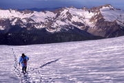 Sue on the Easton Glacier heading up Mt. Baker / Washington / circa 1984. Photo by Fred Pflughoft.