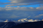 Storm Clouds Over Sky Pilot and Bow Mtn.. Photo by Fred Pflughoft.