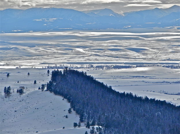 Partly forested Fremont Lake Ridge and Pinedale Valley beyond. Photo by Scott Almdale.