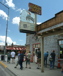 Old brands were found on the exterior wall of the Cowboy Bar in 2011.