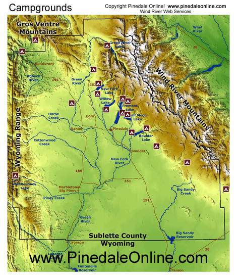 Pinedale Anticline Map. Click here for campground map,