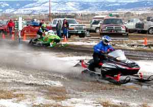 Debbee Woyciesjes pulls ahead at the 2003 Snow Drags.