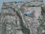 3-D Map of Iron Creek Fire area. Map by Pinedale Online.