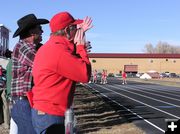 Dads cheer on. Photo by Pinedale Online.