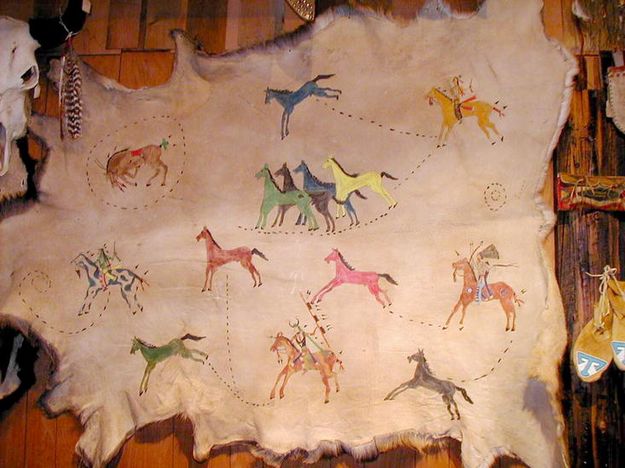 Painted elk hide. Photo by Spirits of the West.