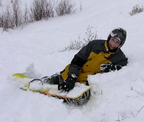 Even crashing was fun. Photo by Dawn Ballou, Pinedale Online.