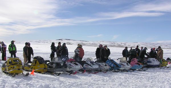 Snowmobile Line Up. Photo by Pinedale Online.