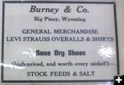 Early Burneys ad. Photo by Dawn Ballou, Pinedale Online.