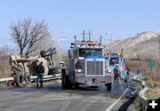 Winch trucks arrive. Photo by Dawn Ballou, Pinedale Online.