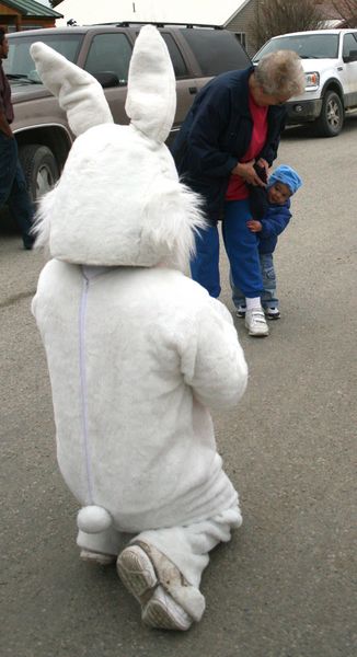 Meeting the Easter Bunny. Photo by Pam McCulloch.