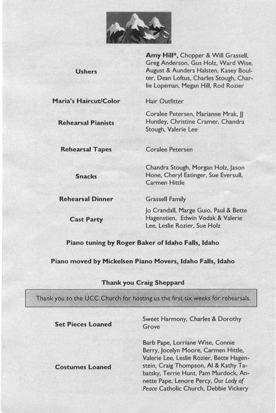 Program Page 6. Photo by Pinedale Community Theatre.