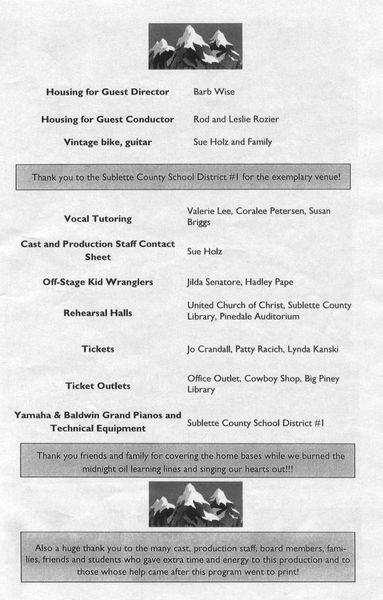 Program Page 7. Photo by Pinedale Community Theatre.