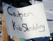 Caution Sign. Photo by Pam McCulloch, Pinedale Online.