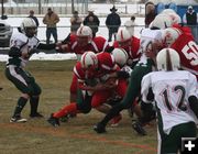 At the Big Piney goalline. Photo by Dawn Ballou, Pinedale Online.