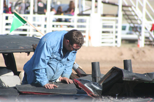 Checking the Engine. Photo by Pam McCulloch, Pinedale Online.