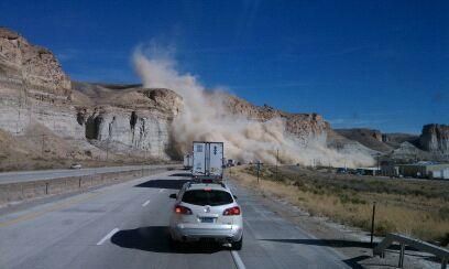Rock Slide. Photo by Wyoming Highway Patrol.