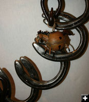 Horseshoe wreath detail. Photo by Dawn Ballou, Pinedale Online.