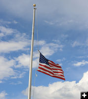 Flag at half staff. Photo by Dawn Ballou, Pinedale Online.