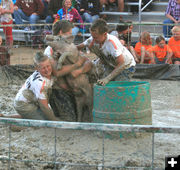 Pig Wrestling. Photo by Dawn Ballou, Pinedale Online.