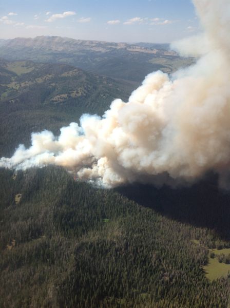 Aerial view of Packer Creek fire. Photo by Bridger-Teton National Forest.